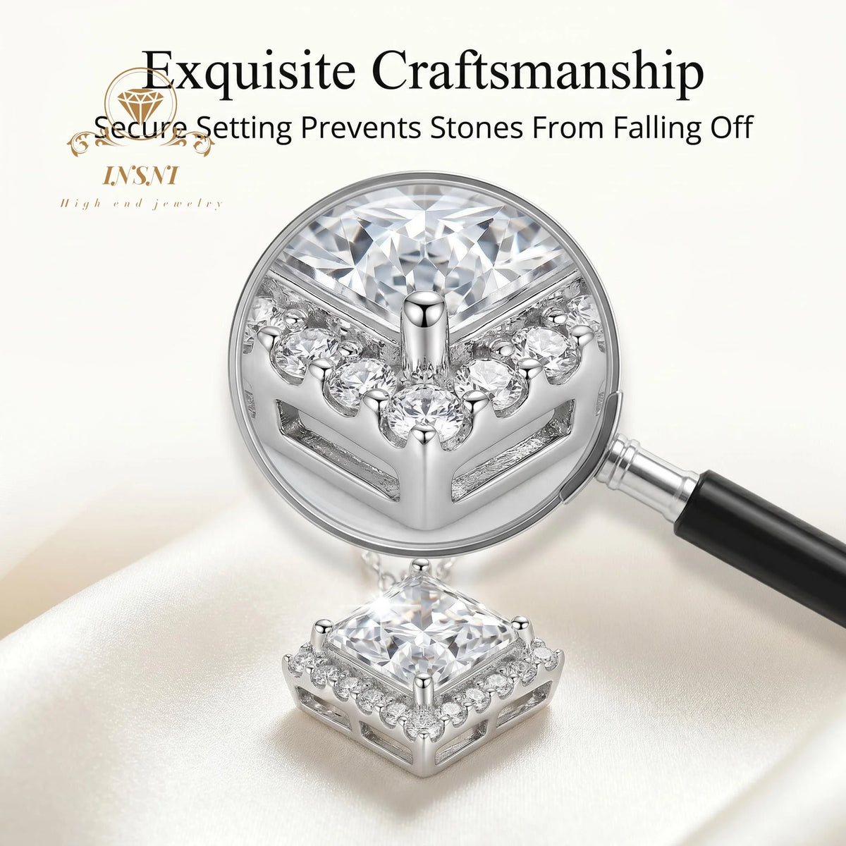 2ct D Color Moissanite Princess Cube Pendant Necklace S925 Silver Luxury Unisex Jewelry Affordable Light Luxury Jewelry Gift