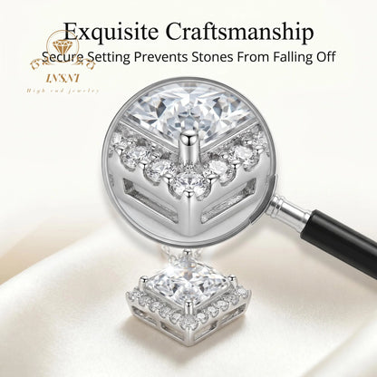 2ct D Color Moissanite Princess Cube Pendant Necklace S925 Silver Luxury Unisex Jewelry Affordable Light Luxury Jewelry Gift
