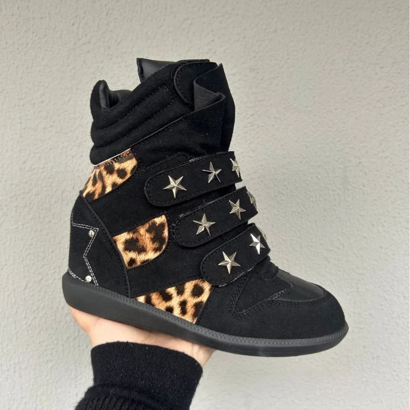 New Women Shoes Luxury Genuine Leather Ankle Boots for Woman Fashion Leopard Print Sports Casual Shoe Designer Shoes Botas Mujer