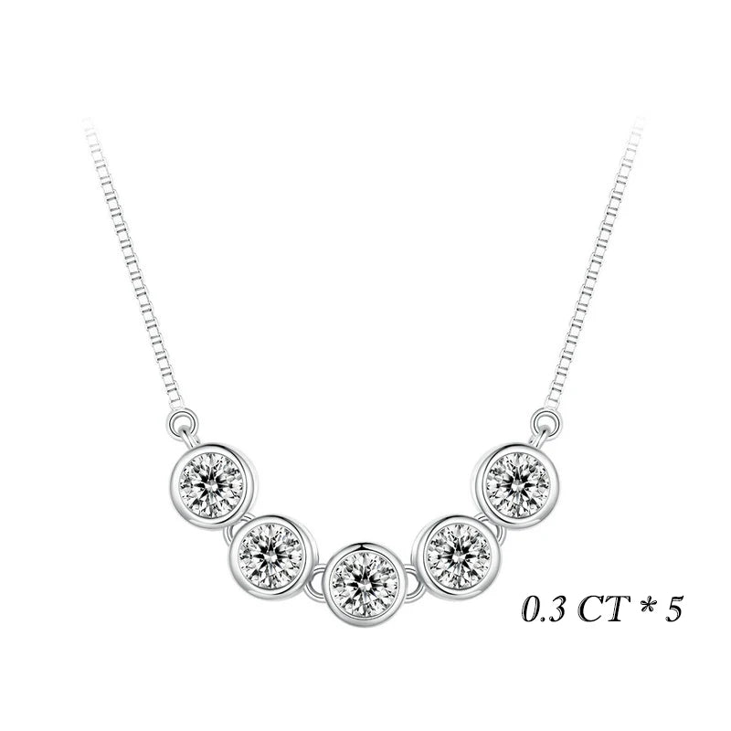 BAMOER 1CT Bezel Moissanite Pendant Necklace D color VVS1 Lab Diamond for Women 925 Sterling Silver Wedding Minimalist Jewelry