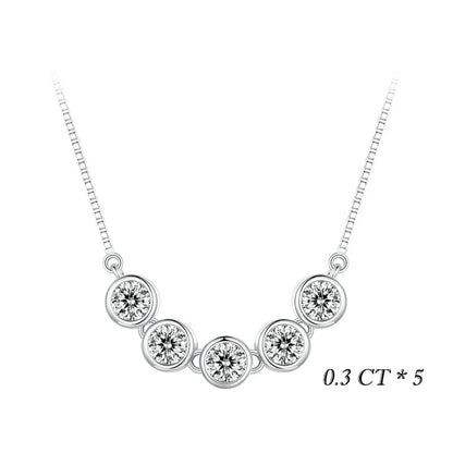 BAMOER 1CT Bezel Moissanite Pendant Necklace D color VVS1 Lab Diamond for Women 925 Sterling Silver Wedding Minimalist Jewelry