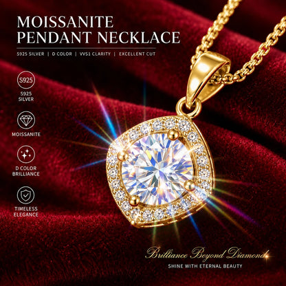 Luxury 1 Carat Moissanite Necklace Pendant D Color VVS1 S925 Sterling Silver Chain Women Engagement Wedding Jewelry With GRA