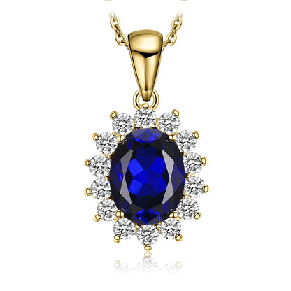 JewelryPalace Princess Diana Created Blue Sapphire Ruby Simulated Emerald 925 Sterling Silver Pendant Necklace for WomenNo Chain