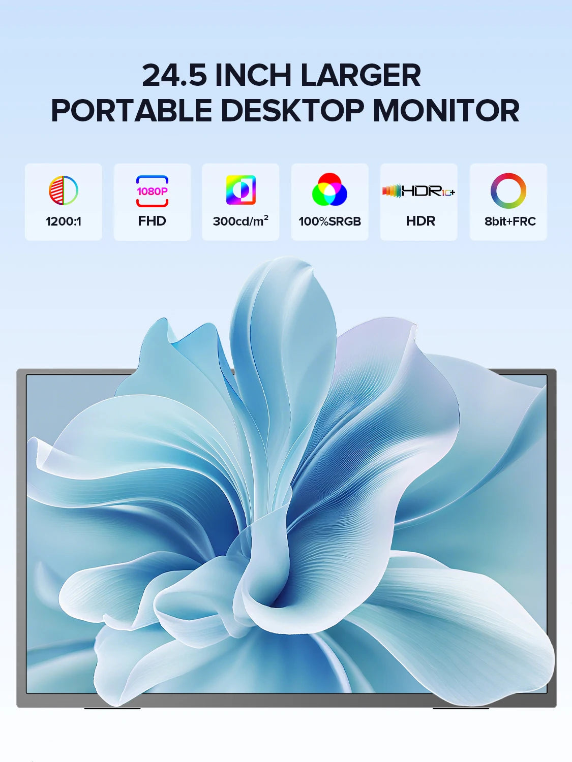 UPERFECT 24.5" 240Hz Portable Gaming Monitor 1ms FreeSync External Display with USB-C Mini-HDMI Port for Laptop Desktop Mini PC
