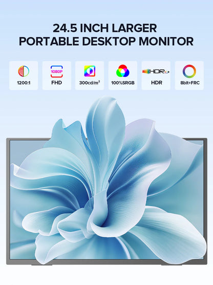 UPERFECT 24.5" 240Hz Portable Gaming Monitor 1ms FreeSync External Display with USB-C Mini-HDMI Port for Laptop Desktop Mini PC