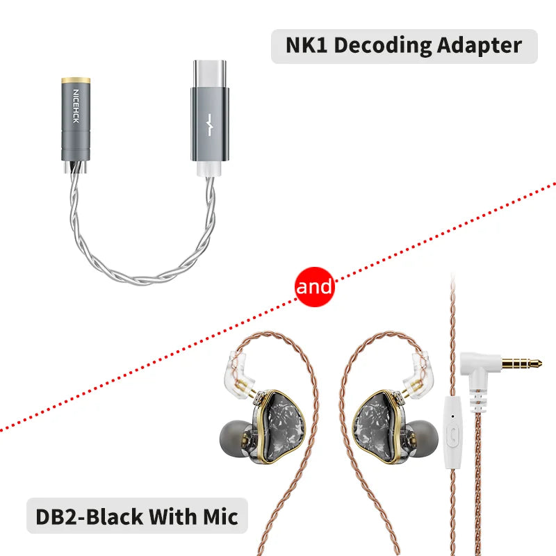 NICEHCK DB2 Wired Earbud IEM 1DD+1BA Hybrid Dual Driver HiFi Earphone With 0.78 2Pin Interface Warm Vocal Music In Ear Monitor