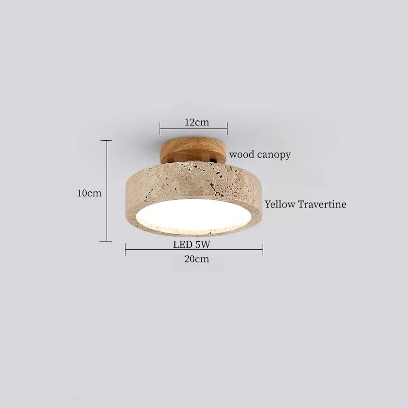 IWHD Japan Wabi Sabi LED Ceiling Lights Bedroom Bathroom Corridor Home Lighting Yellow travertine Ceiling Lamp Lampy Sufitowe