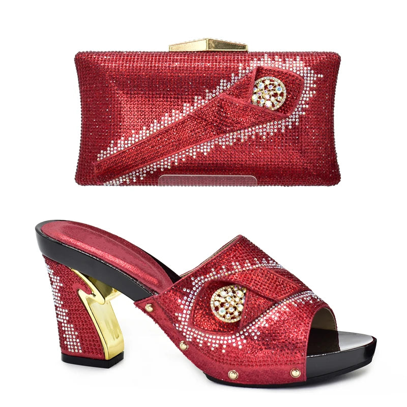 New African Shoes and Bag Set for Party Italian Italian Shoe and Bag Set for Party In Women Summer High Heeled Shoes for Women