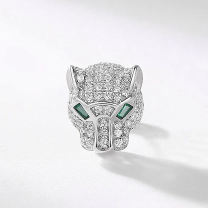 ALLNOEL 100% 925 Silver Stud Earrings For Women Leopard Head Green CZ Eye Panther Animal Jewelry Hip Hop Punk Gift Wholesale