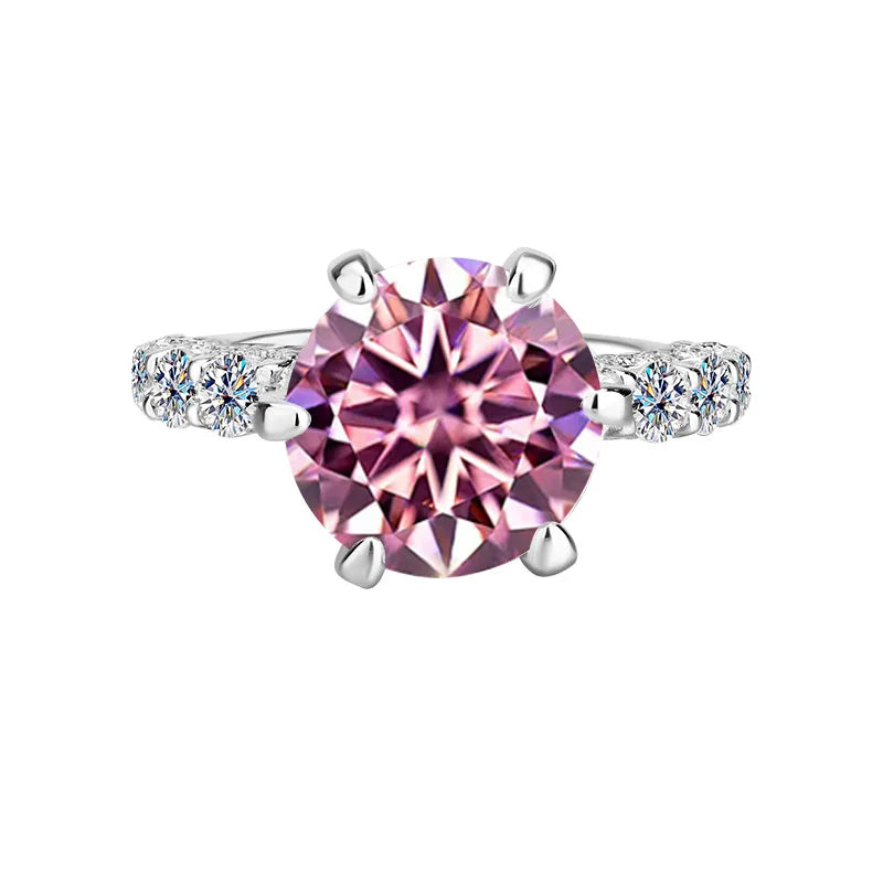 Women's Fashion High-End PT950 Platinum Ring, Luxury Inlaid 2CT Moissanite, White Moonlight Light Luxury Style