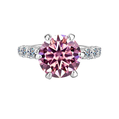 Women's Fashion High-End PT950 Platinum Ring, Luxury Inlaid 2CT Moissanite, White Moonlight Light Luxury Style
