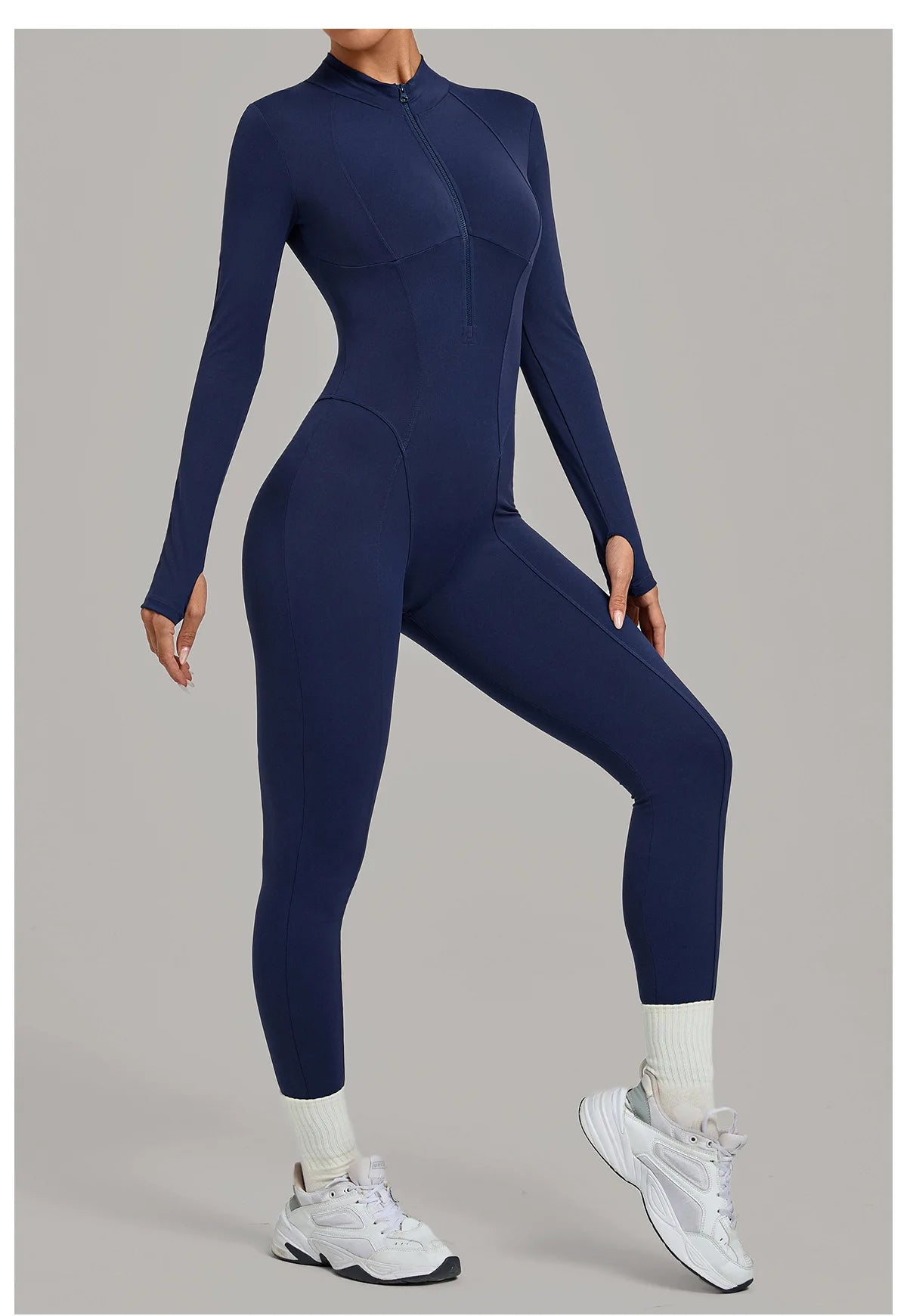 Zipper Jumpsuits for Woman No Padding Sports Overalls for Women Long Sleeve Gym Clothes Woman Activewear 2026 Purple Coffee XL