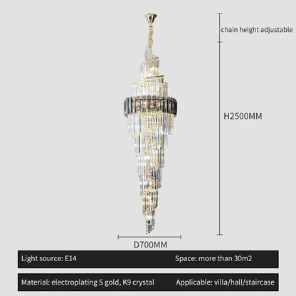 Light Luxury Large Chandelier Spiral Staircase Chandelier Luxurious And Atmospheric Duplex Villa Hotel Lobby Chandelier