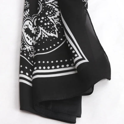 Versatile Women Professional Neck Scarf 70cm Black Paisley Printed Hip Hop Bandana Square Scarf Headwear Hairwrap