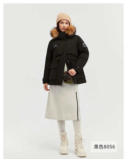 Bosideng Women 6th Generation Extreme Cold Goose Down Parka -20℃ Cold Resistance Winter Puffer Coat with Detachable Raccoon Fur