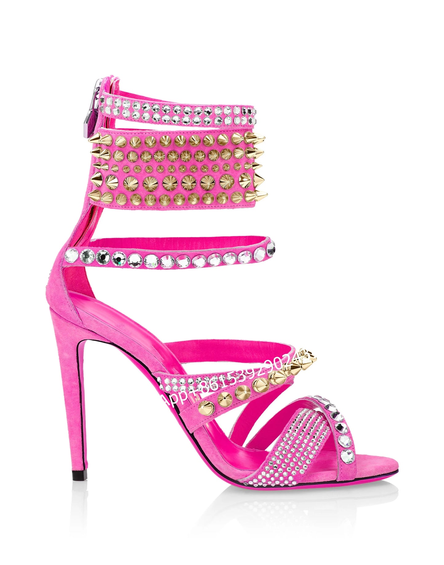 String Bead Heels Hollow Design Back Zip Stiletto Women Colorful Studs Red Green Yellow Mixed Sandals Open Cross Chain Sexy Shoe