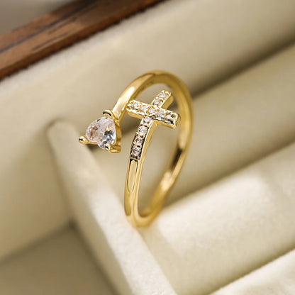 NEWBUY New Fashion Clear Shiny CZ Zircon Cross Evil Eye Rings For Women Girl Finger Accessories Party Jewelry Gift