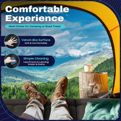 Universal Foldable Inflatable Bed Portable Inflatable Mattress Set Car Back Seat Sleeping Flocking Air Bed Cushion w/Pump+Pillow