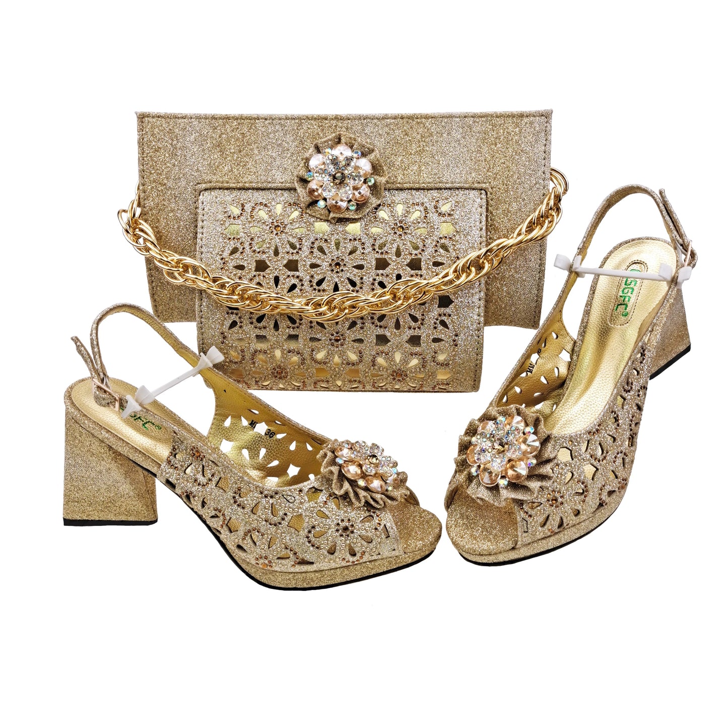 Doershow African fashion Italian Shoes And Bag Sets For Evening Party With Stones pink Italian Handbags Match Bags!  HFV-25