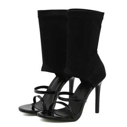 Eilyken Sexy Spring Autumn Stretch Boots High Heels Women Sandals Fashion Peep Toe Ankle Strap Hollow Pumps Pole Dancing Shoes