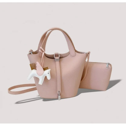 Fashion Vegetable Basket Bucket Bag Women's Autumn New Lychee Pattern Shoulder Bag Simple Solid Color Niche Messenger Bag