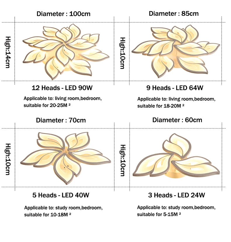 Modern LED Ceiling Chandeliers Light for Living Dining Room Bedroom Ceiling Lamps  With Remote Control Dimmable Lights Fixtures