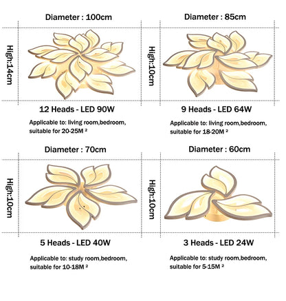 Modern LED Ceiling Chandeliers Light for Living Dining Room Bedroom Ceiling Lamps  With Remote Control Dimmable Lights Fixtures