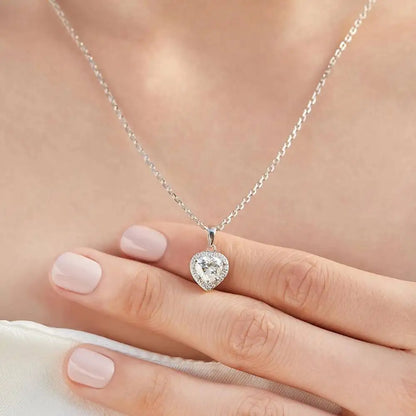 1CT Heart Cut Moissanite Necklace for Women 18K Gold 925 Sterling Silver with GRA Certificate Simple Daily Wear Jewelry Gift