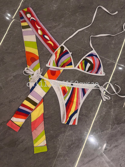 Classic Design Women's Headband Swimsuits with Letter Signature Logo Designer Brand Lady Sexy Scarf Swimsuits Beachwear