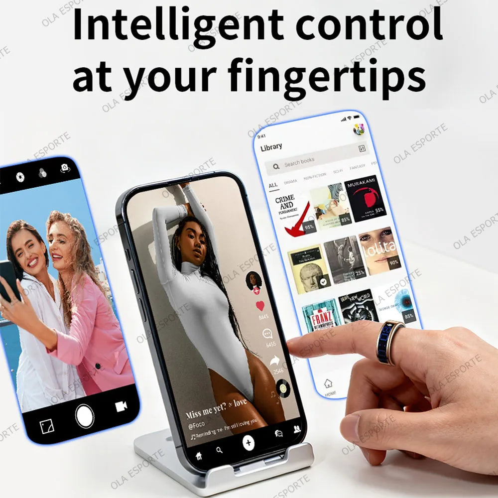 2026 Smart Ring with Touch Display Screen, Wireless Charging, Health Manager, 5 ATM Waterproof For Men Women Smart Rings R12 R08