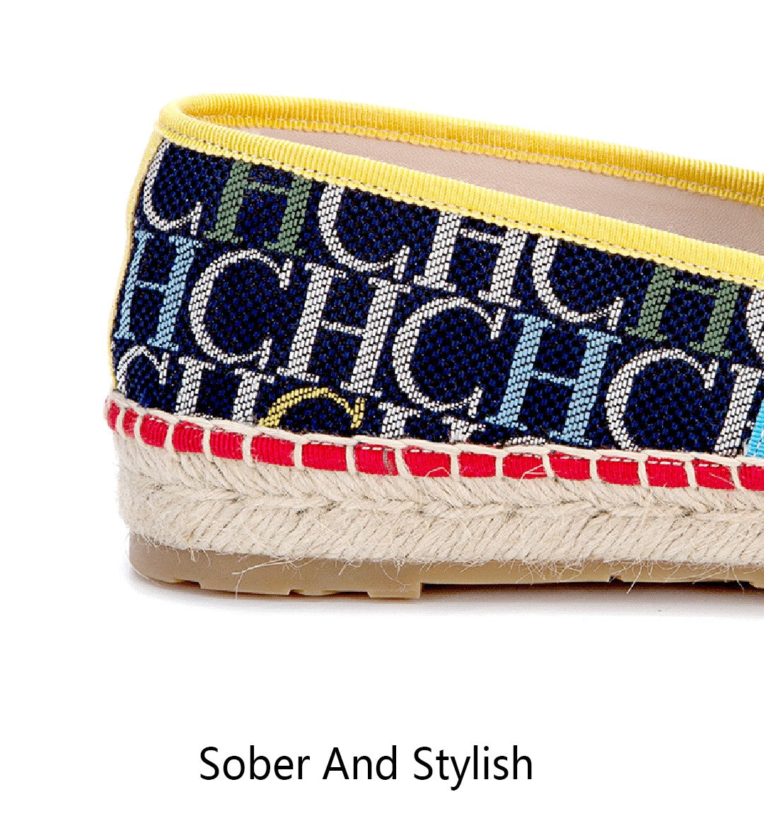 CH Fashion Monogram Print Commuter Flats Woven Material Fisherman 2025 New Luxury Brand Slip-On Women's Casual Shoes