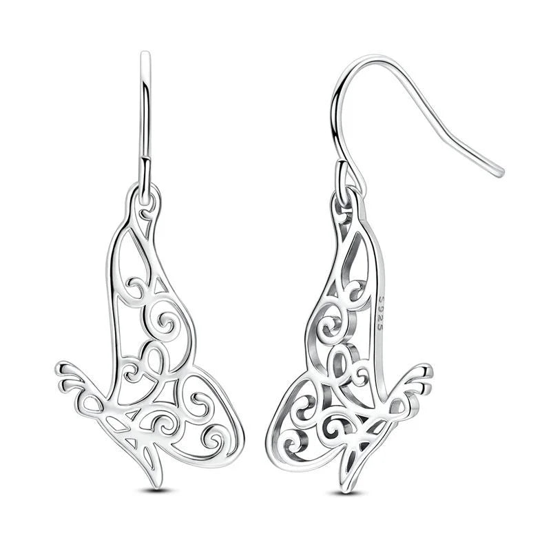 Original 925 Sterling Silver Luxury Bow Flower Shaped Clover Rose Pendant Earrings Elegant Mature Women Delicate Jewelry Gift