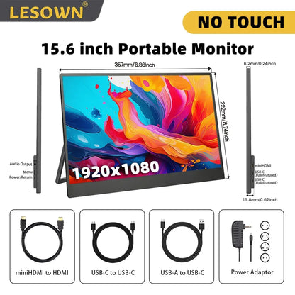 LESOWN 15.6 inch 4K Touchscreen Portable Monitor 1080P IPS USB-C HDMI Gaming Extended Display for Second Screen PS4/ 5 Switch
