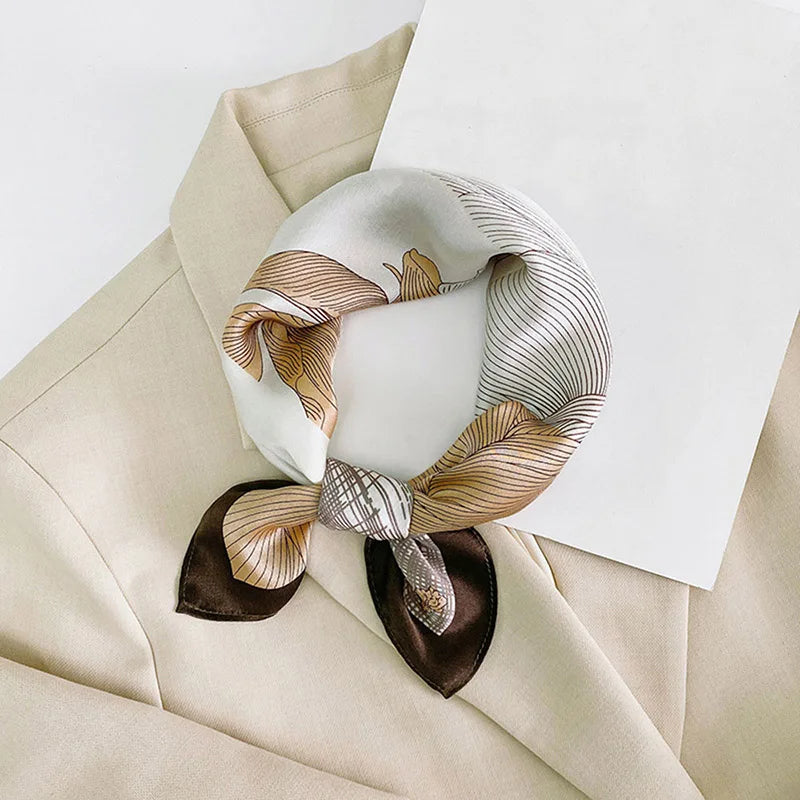 Silk Scarf For Bag Lady Neck Tie 100% Silk Scarf Luxury Brand Print Flower Stripe Plaid Dot Bandana Hair Tie Handkerchief Gifts