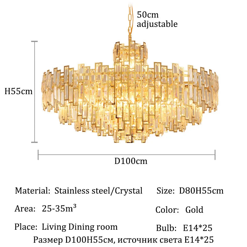 Luxury Crystal Ceiling Pendant Chandelier Lights Dining Room Chandeliers Lighting for Living Room Light Home Decor Lustre Salon