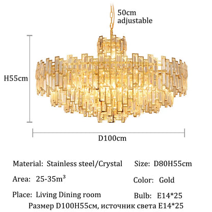 Luxury Crystal Ceiling Pendant Chandelier Lights Dining Room Chandeliers Lighting for Living Room Light Home Decor Lustre Salon