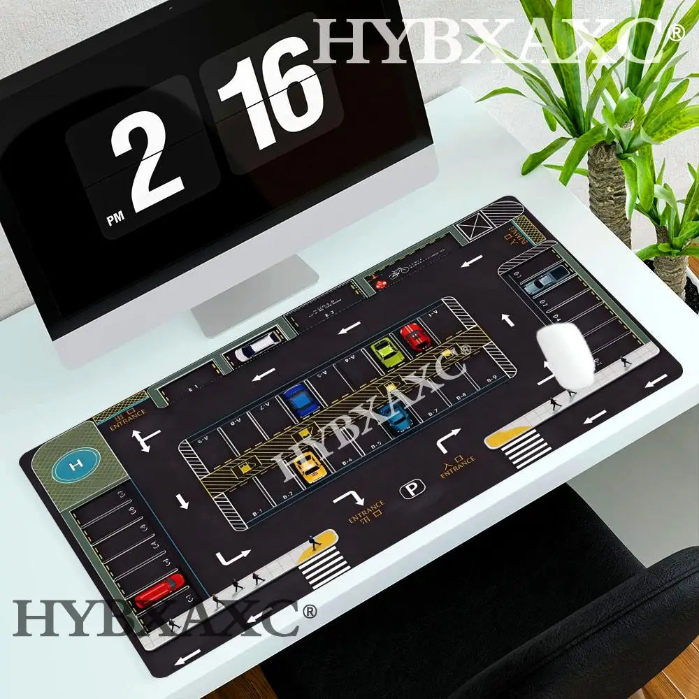 HYBXAXC Parking Lot Design Large gaming mouse pad Advanced desk mats rubber base Durable washable HD print oblong keyboard mat