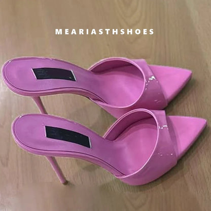 Super-high Heel Slippers Women Shoes Summer Peep Toe Mixed Colors Stiletto Sandals Sexy Party Ladies Shoes Luxury Woman Pumps