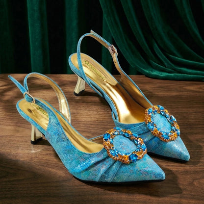 Multicolor Glitter Rhinestone Ring Handle Evening Clutch And Women High Heels Shoes Set Wedding Party Matching Bag
