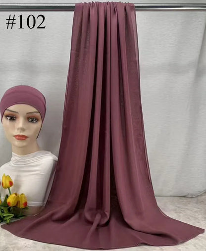 Mini Modal Hijab with Undercap Set Basic Stretchy Pullover Headscarf Thin Breathable Sunscreen Head Wrap Hijabs Scarf 165*50cm