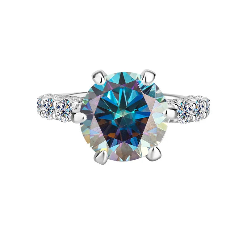 Women's Fashion High-End PT950 Platinum Ring, Luxury Inlaid 2CT Moissanite, White Moonlight Light Luxury Style
