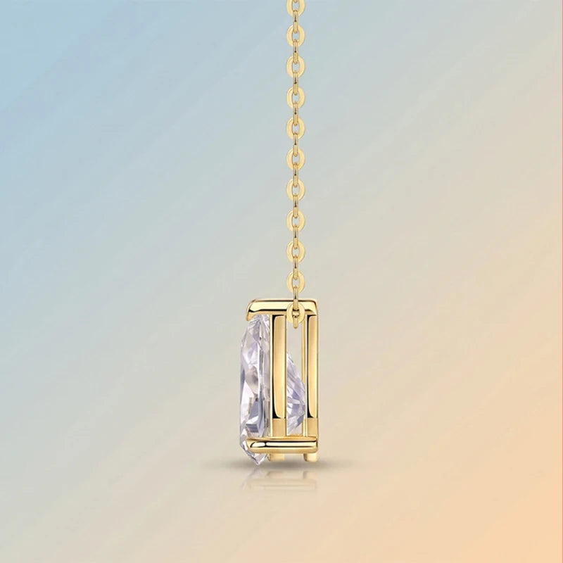 RAPRGOLD 7x10.5mm 2.5CT Moissanite Elegant Water Drop Pendant Necklaces for Women Chains Neck Fine Jewelry Gift with Certificate