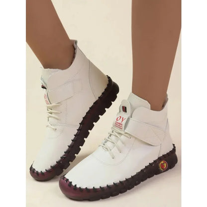 Ngouxm Winter Flat Boots Winter Female Shoes Soft Bottom Short Plush Mother Snow Botas De Invierno Para Mujer