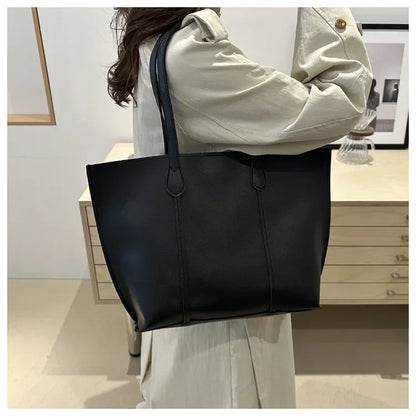 Retro Faux Leather Shoulder Bag, Large Capacity Office Commuter Handbag,Top Handle Purse Durable Work Laptop Tote Bags for Women