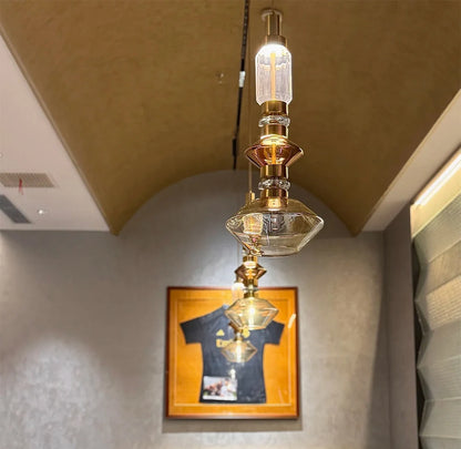 Creative Design Trendy Modern Glass Lamp Modern Home Decor Living Room Pendant Lights LED Foyer Hanging Lamp Long Table Lustre