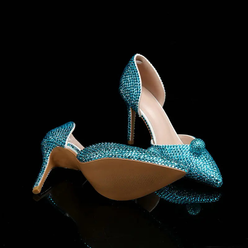 Ins Fashion Runway Show Luxury High Heel Color Hot Diamond Gradient Women'S Shoes Sandal Blingbling Wedding Shoes Dinner Pumps
