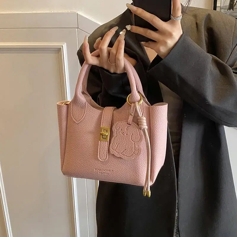 PU Portable Bucket Bag Shoulder Bag Women Fashion Versatile Crossbody Bags Zipper Handbag High Quality Tote Commuter Bags Gifts