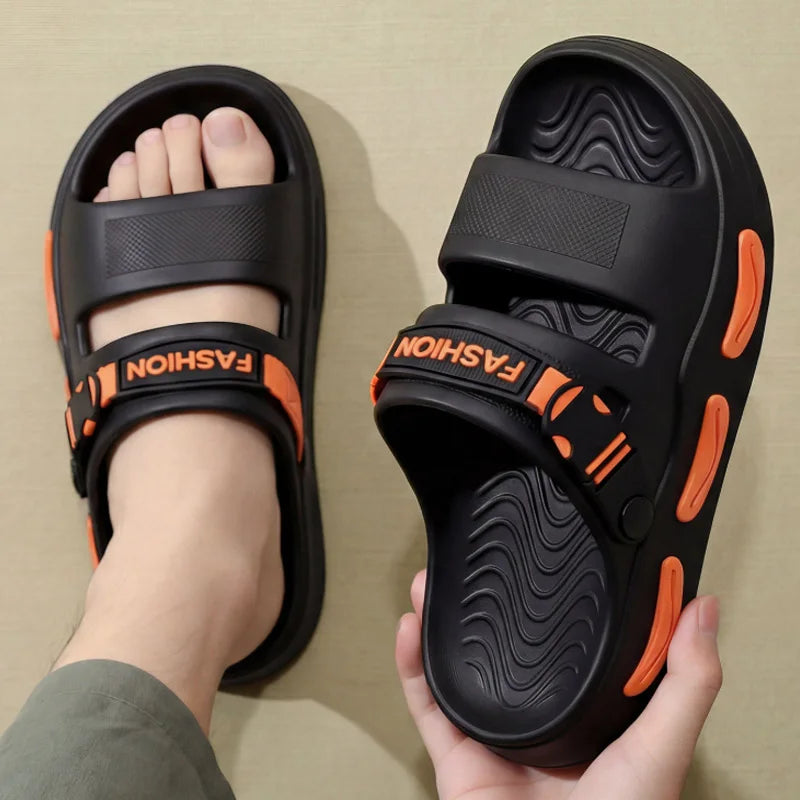 Summer Men's Slippers Thick-Soled Non-Slip Breathable Open toed Sandals Casual Beach Slippers For Men Outdoor Indoor Home Shoes