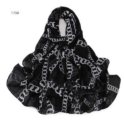 66 Colors Pearl Chiffon Printed Hijab Scarf New Fresh Small Floral Polka Dot Sunscreen Silk Scarf Shawl Turbans for Women Hijabs