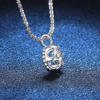 NeeTim 2ct Moissanite Necklace Pendant S925 Sterling Silver  Party Wedding Lab Dimond Gem Necklaces For Women with Certificate